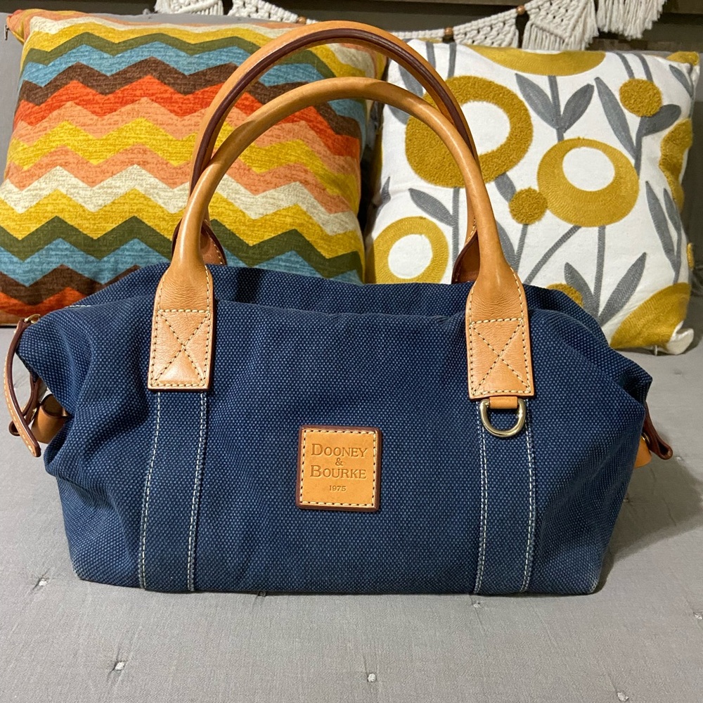 Dooney & Bourke Blue Canvas Cotton Leather handbag
